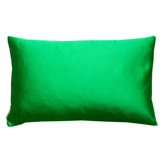 Green silk rectangular pillow.