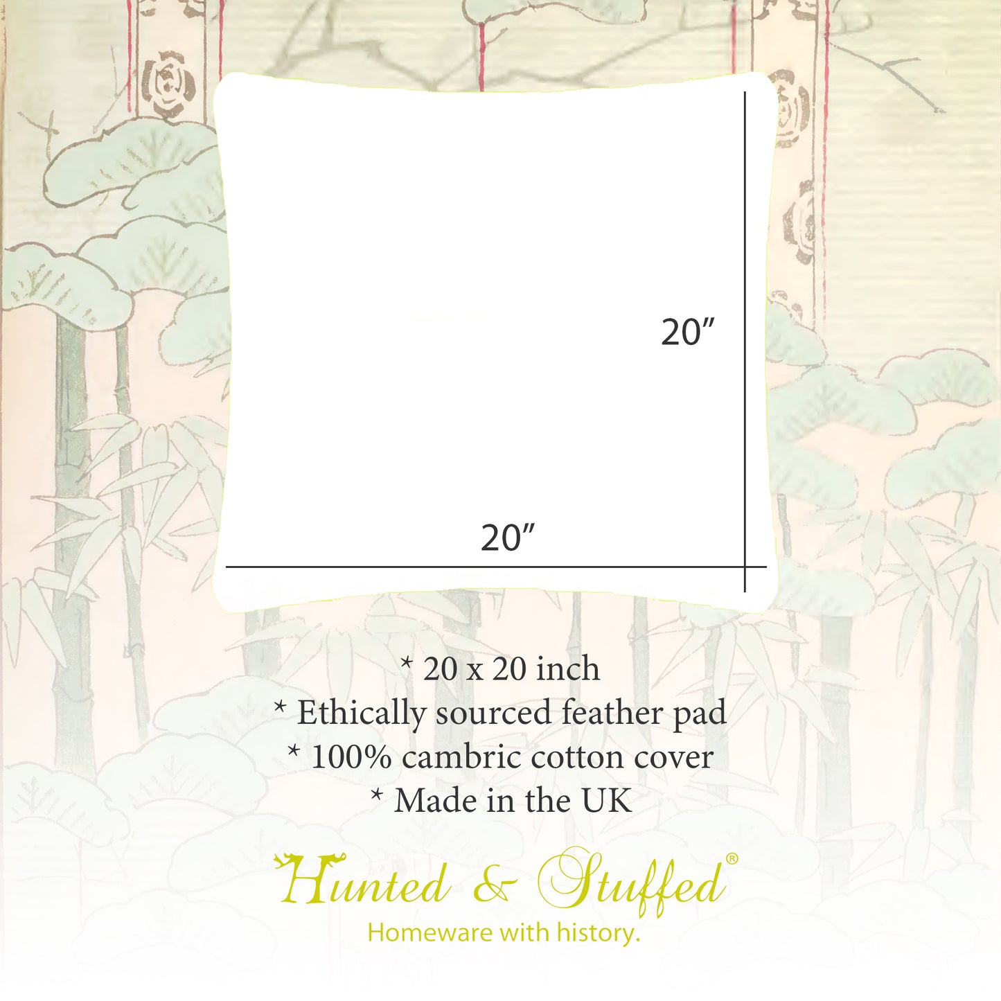 20 inch square feather pillow pad by Hunted and Stuffed