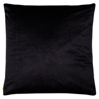 View of the back of the pillow which is plain black velvet.