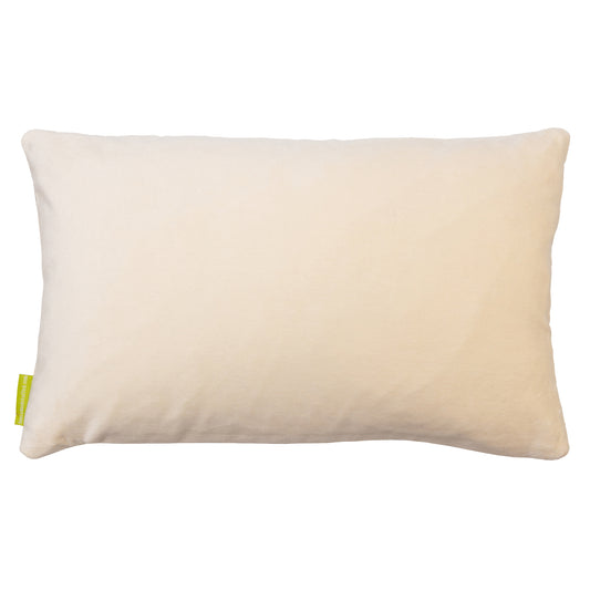 Cream velvet pillow back on white background by Hunted and Stuffed, London.