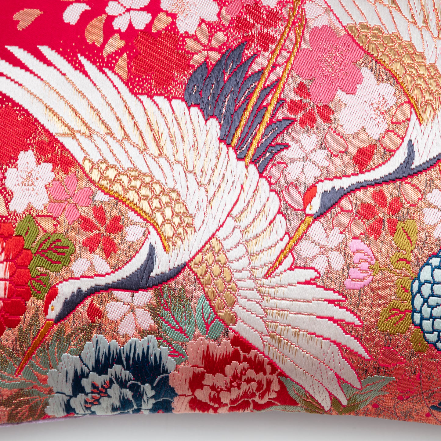 Japanese flying crane pillow detail