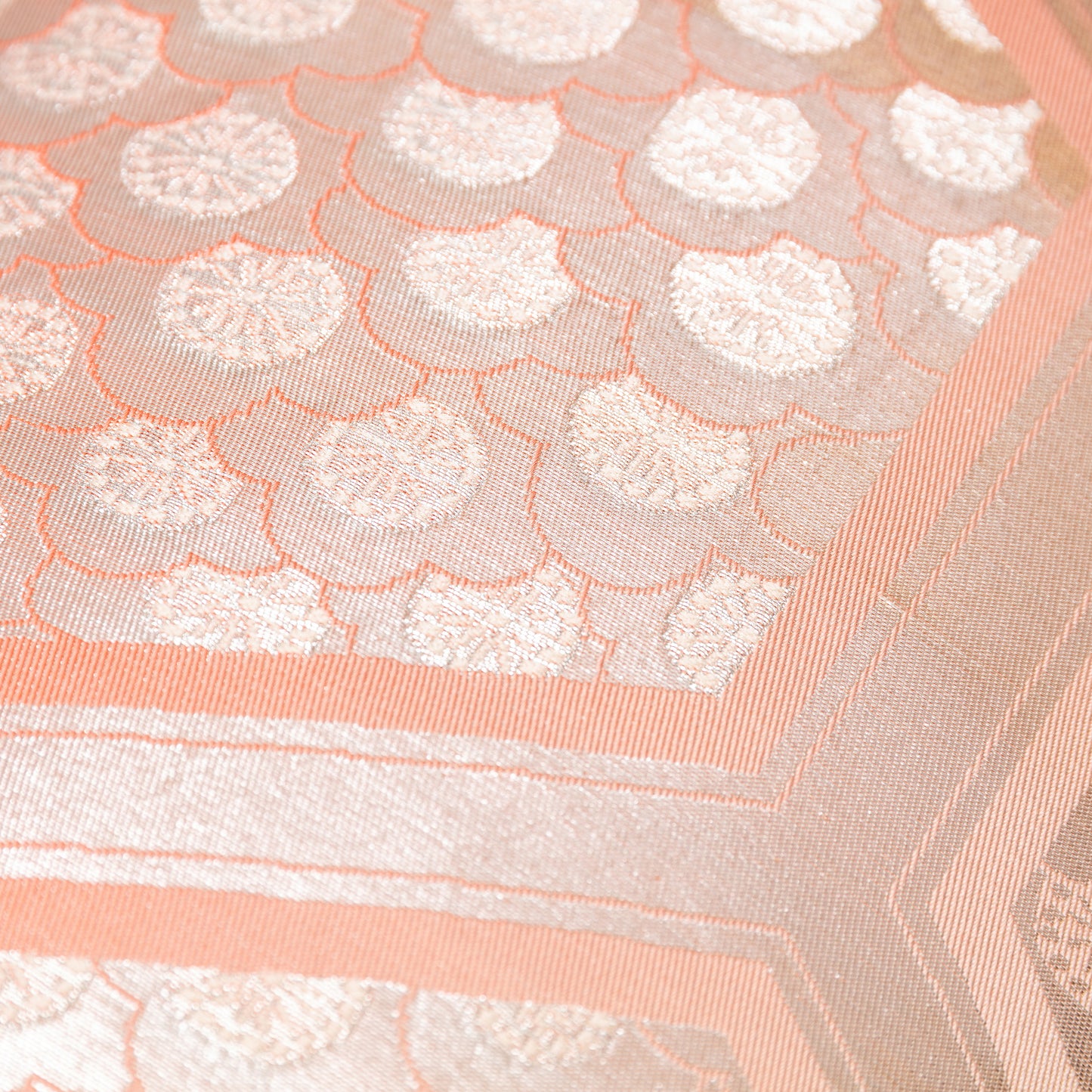 Peach blossom kimono cushion detail.