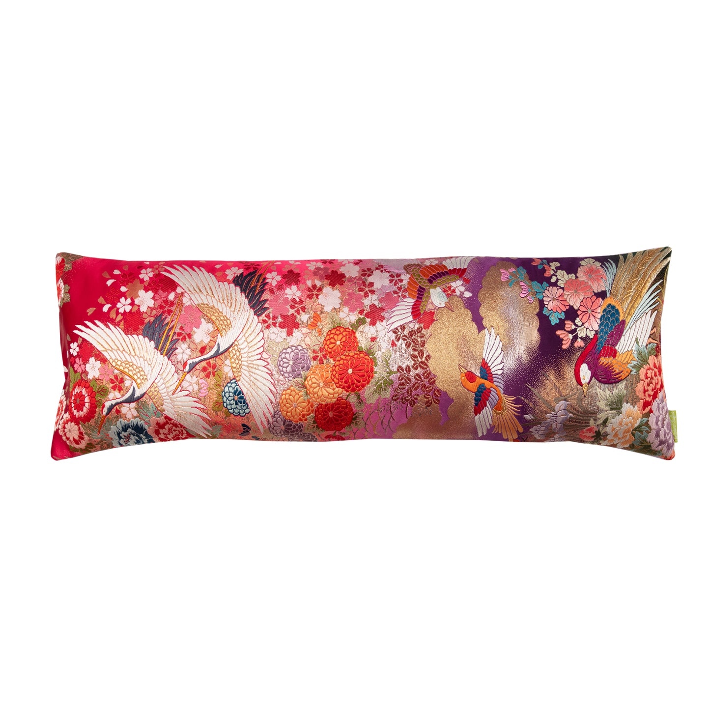 Red kimono bolster with gold accents