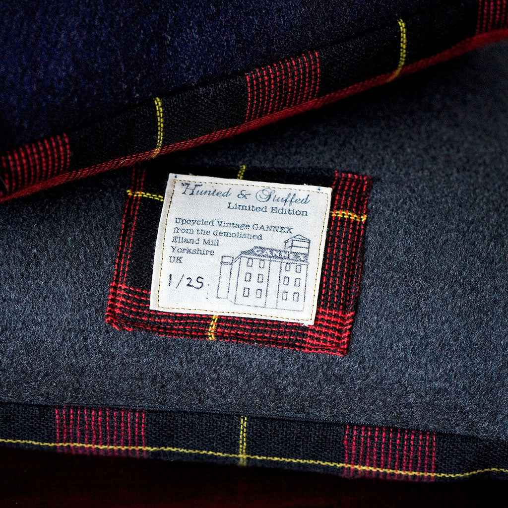 Designer Cushion Limited Edition in Grey Navy Wool Tartan
