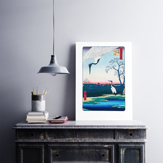 Hiroshige Cranes Japanese Woodblack Art Print