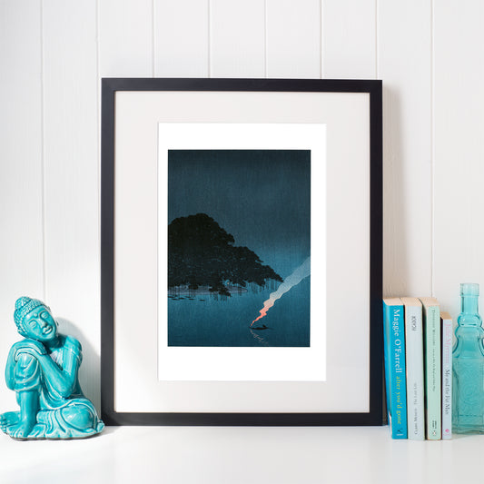 Pines at night japanese woodblock art print