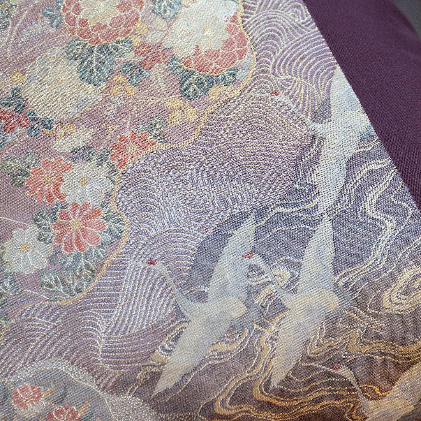 Tsuru crane obi pillow by Hunted and Stuffed