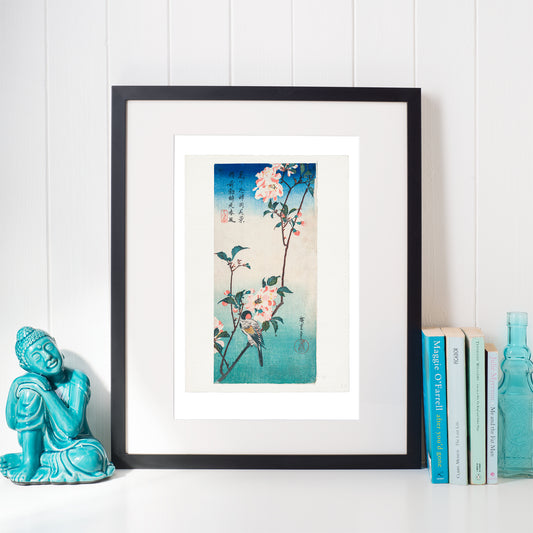 small birds and flowers japanese print hiroshige 1830s