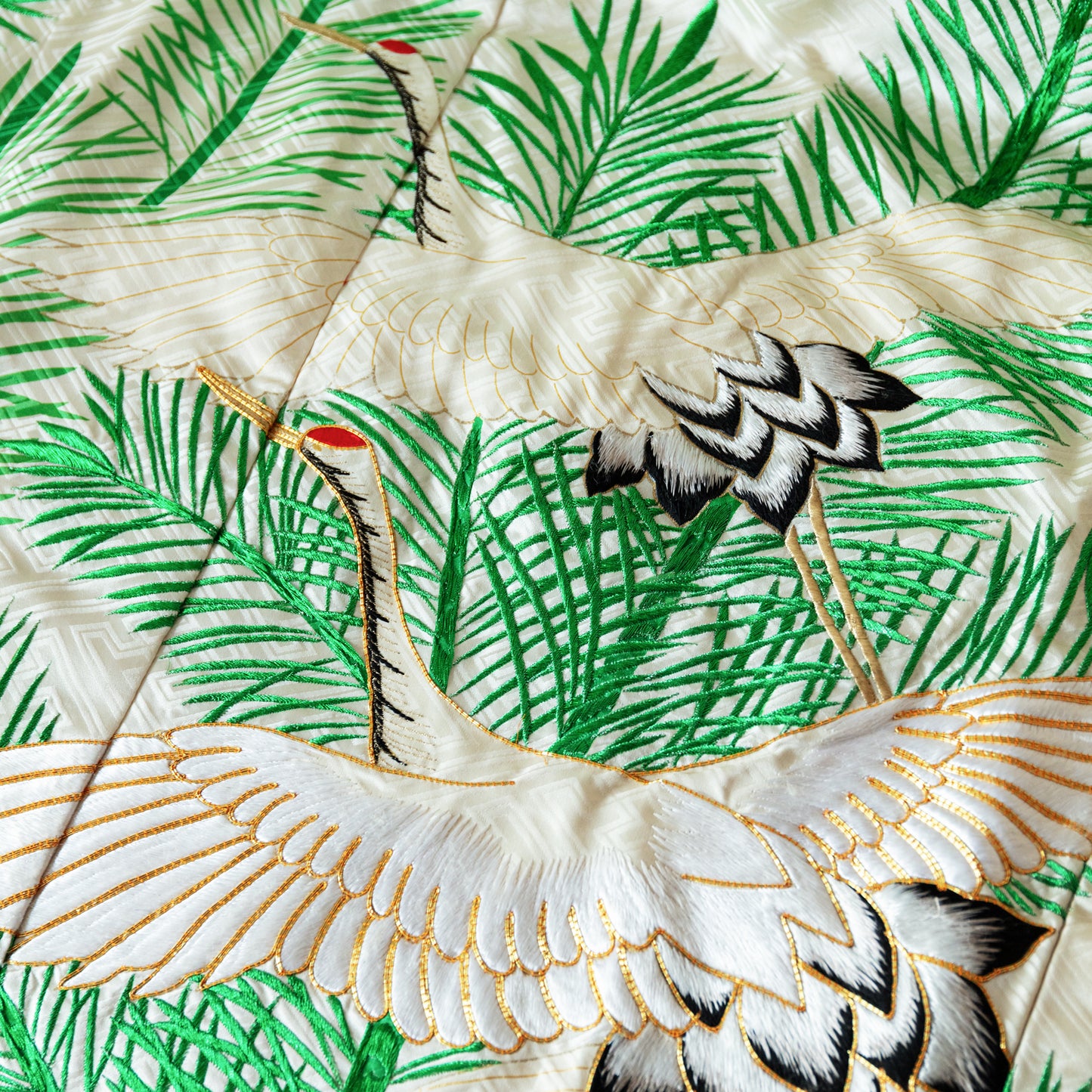 Flying cranes silk throw blanket