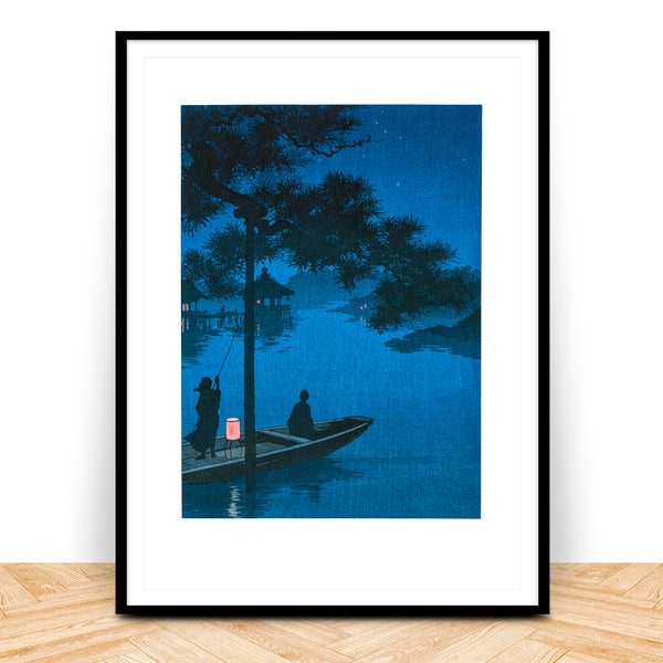 Shubi Pines at night Japanese Woodblock Print