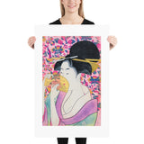 24x36" Lady with comb print Kushi by Kitagawa Utamaro