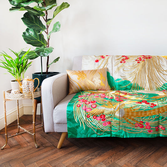 Repurposed Vintage Wedding Kimono Blanket Quilt