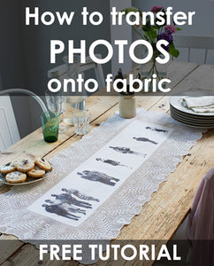 How to transfer photographs onto fabric. Make your own family table runner.