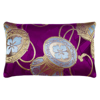 Obi Cushion in Vintage Purple Silk with Gold Drum Embroidery