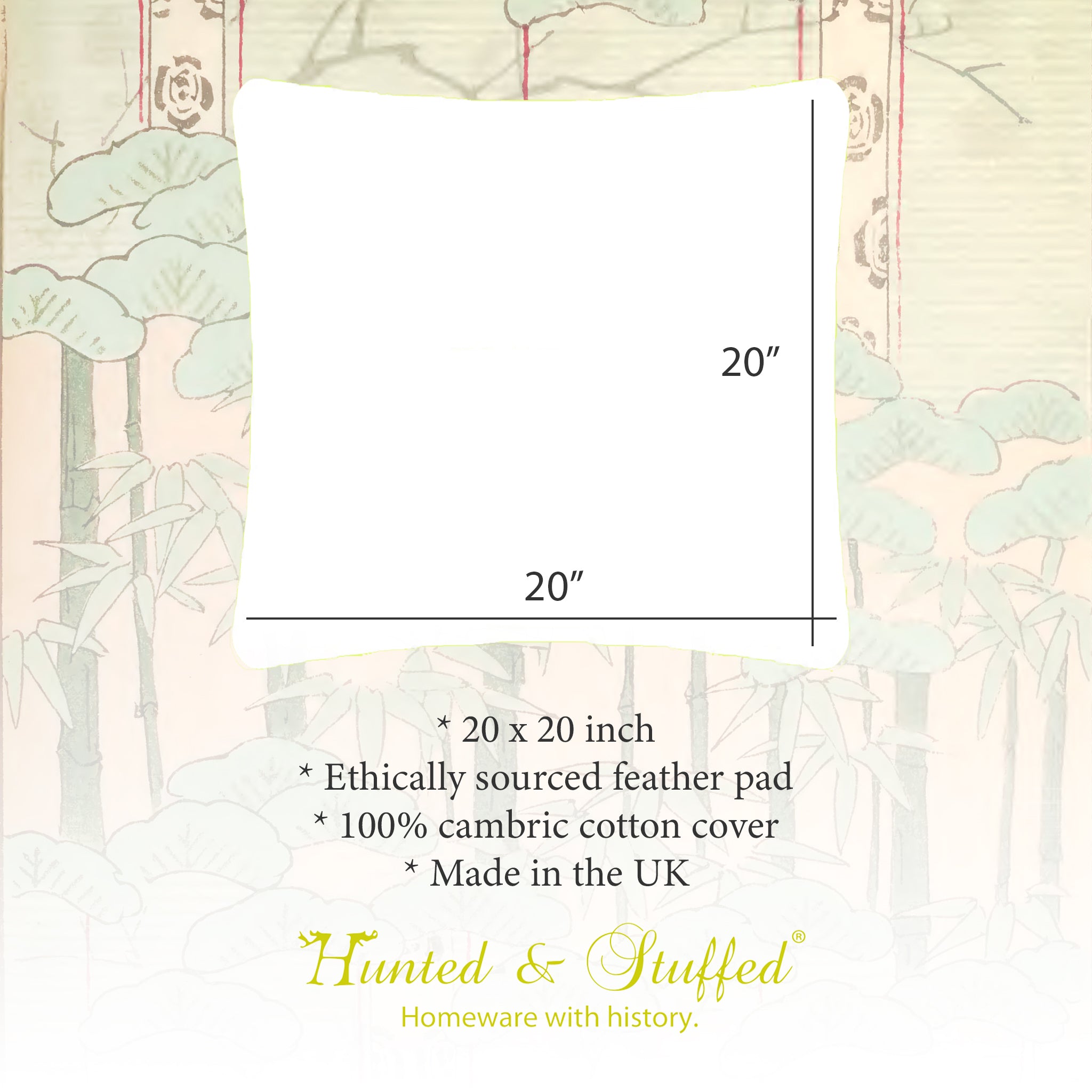 Hunted and Stuffed 20-inch square feather pad with white cotton cover and plush texture for cushion filling