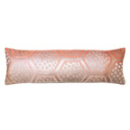 Peach cream Uchikake bolster pillow with oyster back, soft textured bolster cushion by Hunted and Stuffed, enhances skin