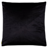 View of the back of the pillow which is plain black velvet.