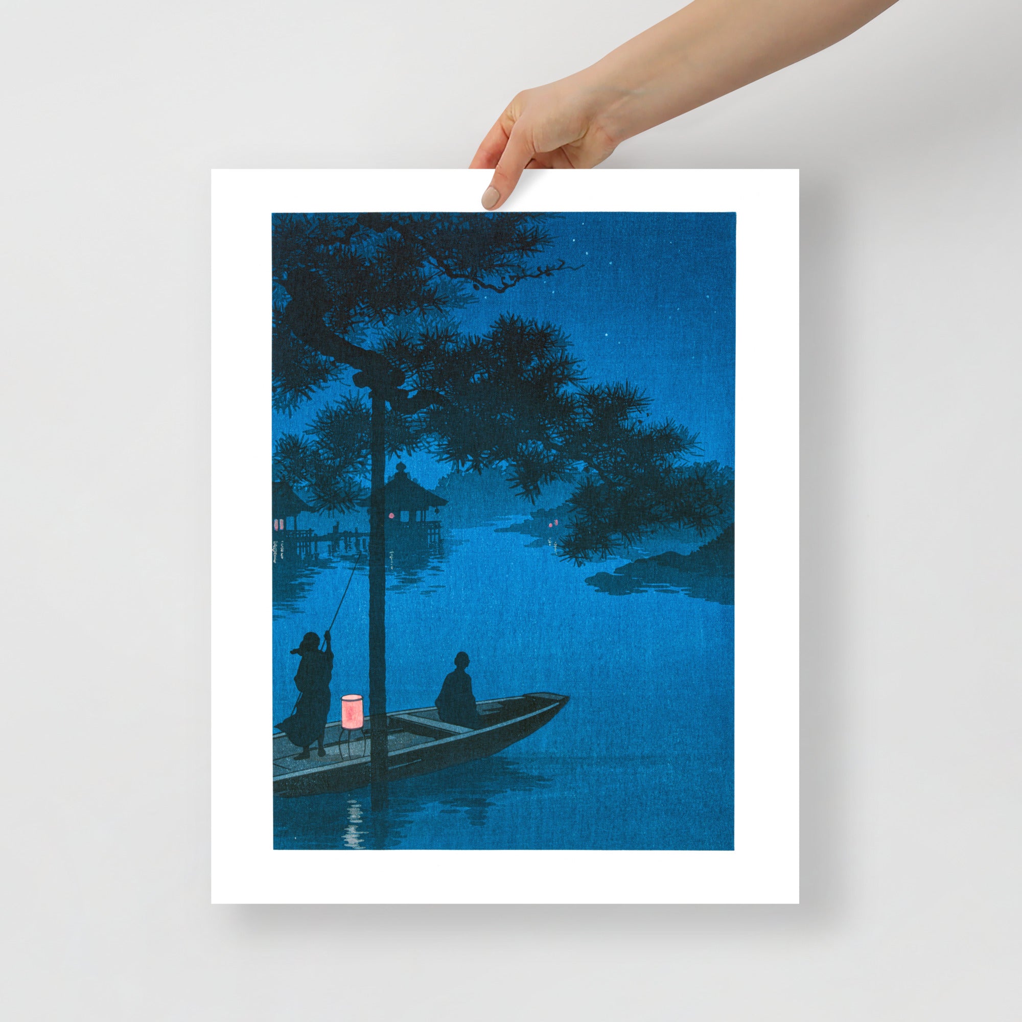 Close-up of textured woodblock surface highlighting intricate line work and subtle grain details in the Shubi Pines at Night