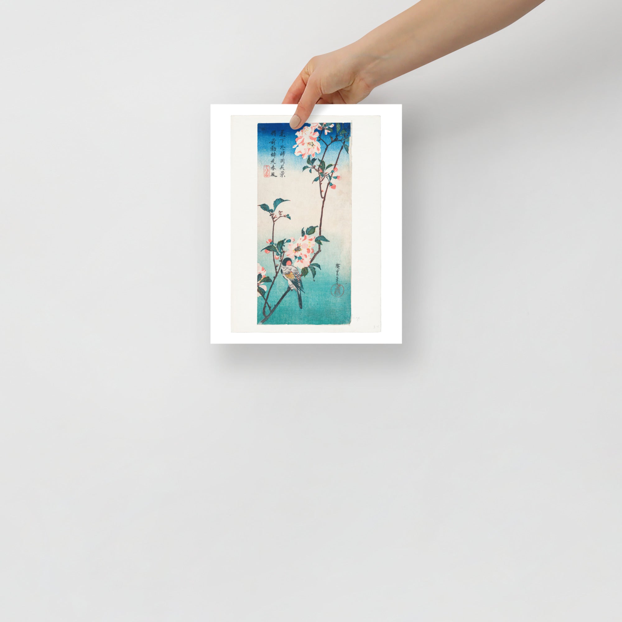 Close-up of vibrant floral details and delicate brushwork highlighting the intricate textures of Hiroshige’s 1830s Japanese