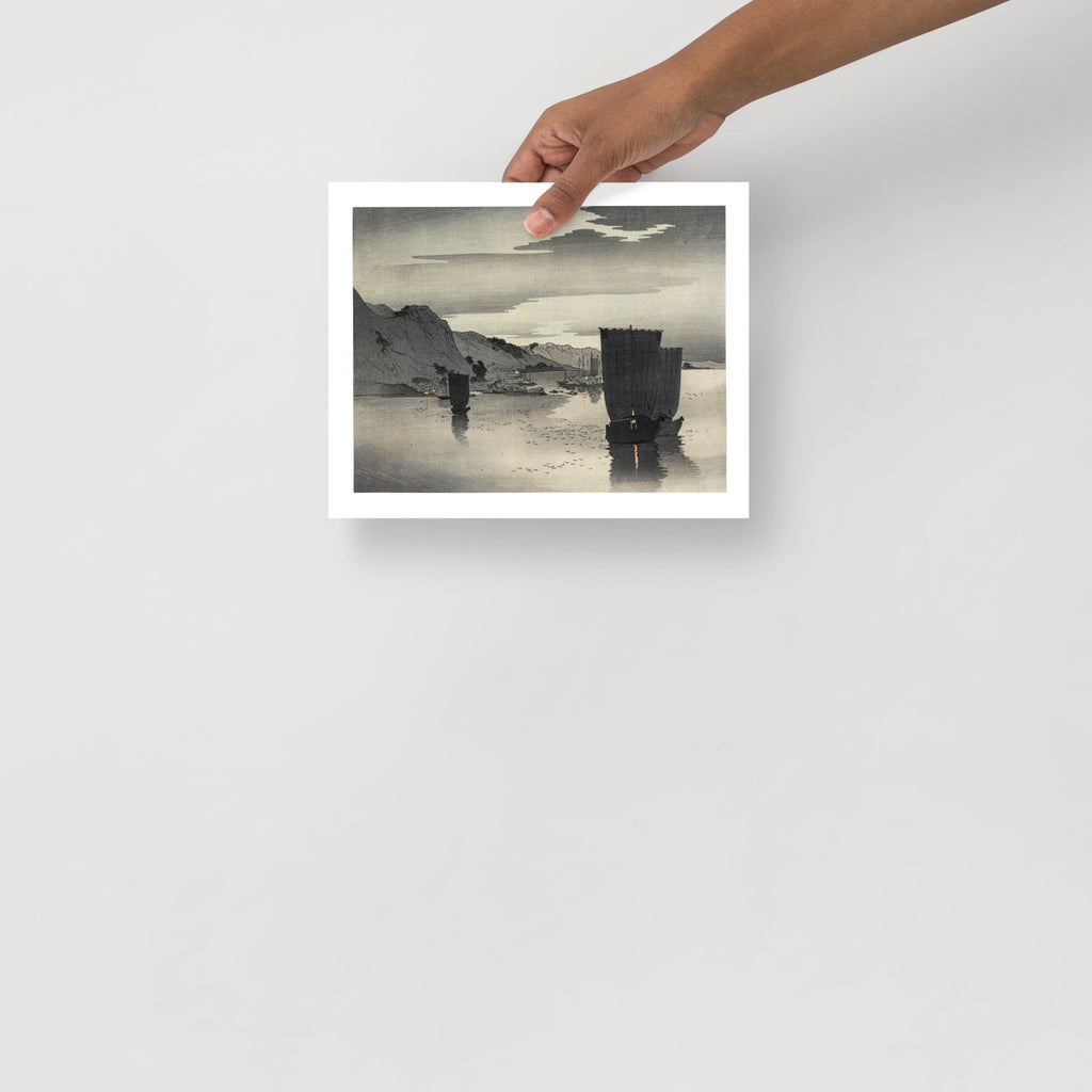 Detailed view of ships at anchor with intricate brushwork highlighting waves and sailing vessels, showcasing the artist’s