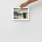 Detailed view of ships at anchor with intricate brushwork highlighting waves and sailing vessels, showcasing the artist’s