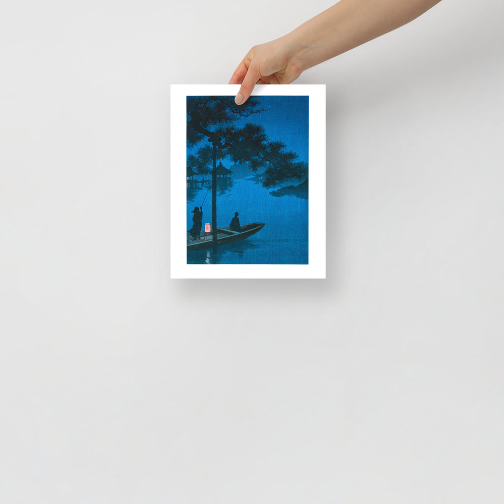 Close-up of the detailed woodgrain texture and subtle color gradations in the Shubi Pines at Night print from a diagonal