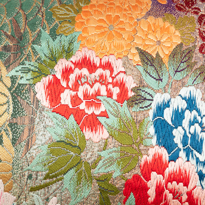 Floral kimono pillow in silk embroidery