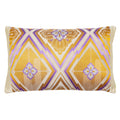 Gold diamond embroidery Obi cushion with purple accent, vintage pine bark design by Hunted and Stuffed, embroidered textile