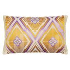 Gold diamond embroidery Obi cushion with purple accent, vintage pine bark design by Hunted and Stuffed, embroidered textile