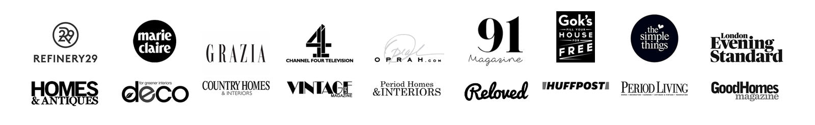 Logos of brands that have featured Hunted and Stuffed.