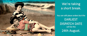 Antique photo of Japanese ladies in beachwear, earliest dispatch date is 24th August.