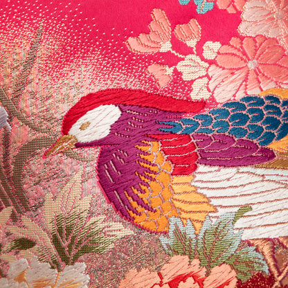 japanese bird pillow vintage kimono silk 