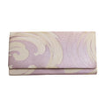 Lilac silk vintage Japanese envelope clutch with wave pattern, crafted by Hunted and Stuffed, 8x4 inches, antique kimono
