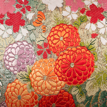 Silk flower pillow made from vintage wedding kimono