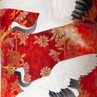 Two cranes kimono pillow detail