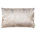 Japanese Wave Cushion in white, cream, and silver silk with vintage obi fabric, featuring textured surface and intricate