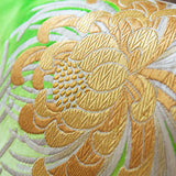 Floral Cushion in Green Vintage Obi Silk Kiku Chrysanthemum