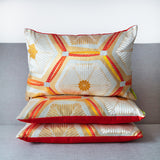 Cream Gold Red Kimono Silk Cushion Upcycled Vintage Obi