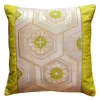 Gold Obi Cushion with Chartreuse Green Velvet