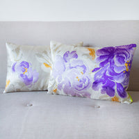 Limited Edition Vintage Japanese Cushions Purple Cream Silk