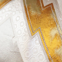 Cream Pillow, Gold Silver Accent Kimono Cushion Glam Boho Style