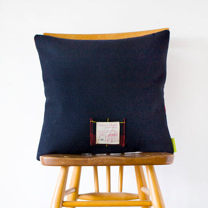 Navy Wool Tartan Cushion Gannex Mill Elland Yorkshire Lord Kagan