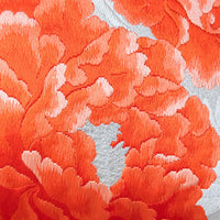 Peony Cushion Orange Silk Floral Embroidery Pillow