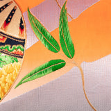 Kimono pillow with bamboo shoot design, detail of the embroidery