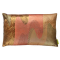Bronze Obi Cushion crafted from vintage kimono silk with flowing river design, Hunted and Stuffed, 14x14 inches