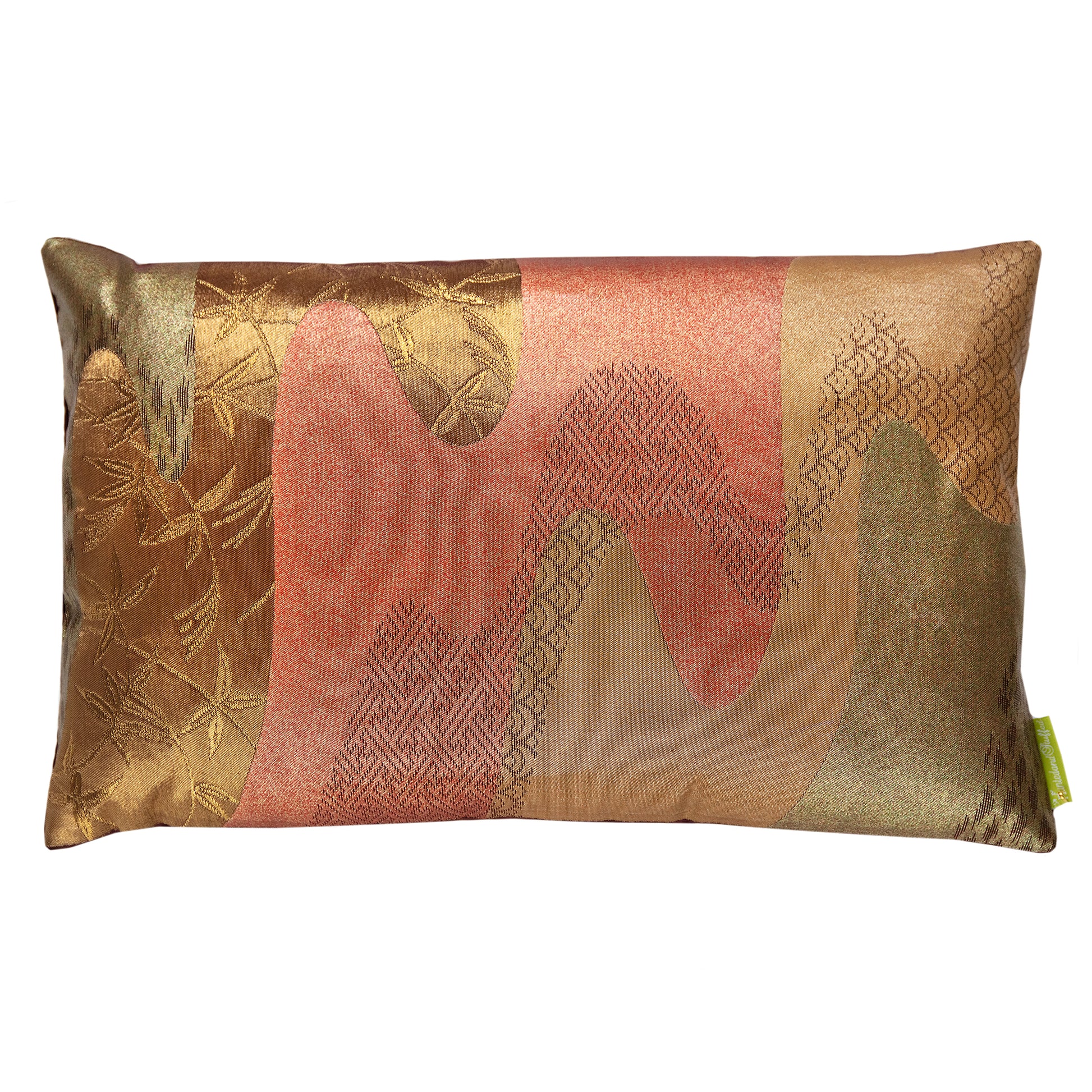 Bronze obi cushion made from vintage kimono silk