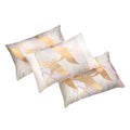Cream Pillow Set of 3 with gold crane silk obi coverlets, soft square cushions featuring luxurious silk texture and elegant
