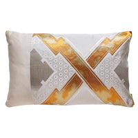 Cream silk pillow with gold accent obi cushion