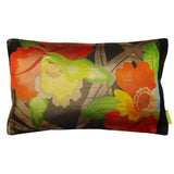 floral obi cushion on black silk by hunted and sftuffed