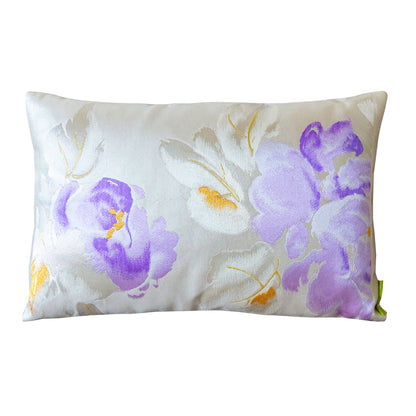 Floral vintage obi cushion in lilac and purple peony by Hunted and Stuffed